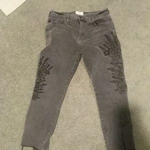 Free People Embroidered Denim